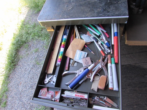 INDUSTRIAL METAL DESK WITH RELOADING SUPPLIES