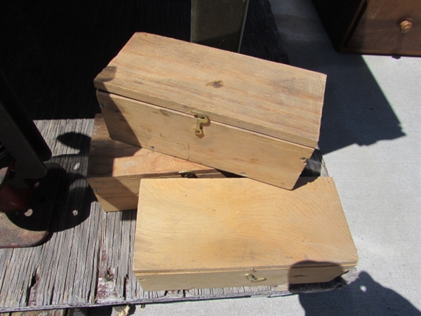 RELOADING TOOLS, EMPTY WOODEN BOXES & MORE