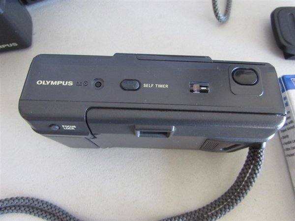 4 OLYMPUS INFINITY 35mm CAMERAS, TRIPODS, BOOKS & MORE