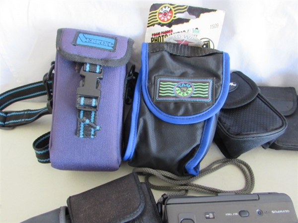 4 OLYMPUS INFINITY 35mm CAMERAS, TRIPODS, BOOKS & MORE