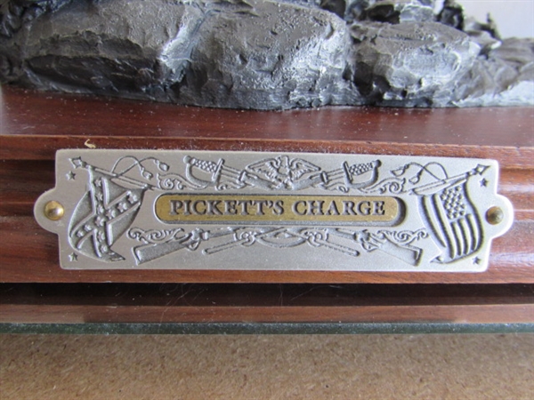 PEWTER PICKETT'S CHARGE SCULPTURE W/MIRRORED CASE