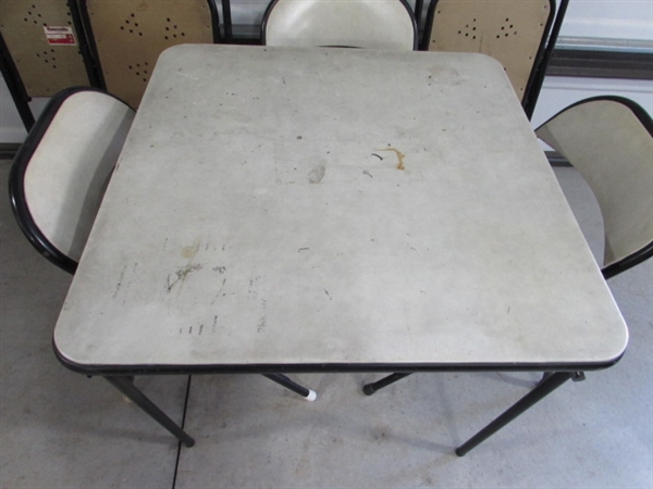 VINTAGE SAMSONITE CARD TABLE & 6 CHAIRS
