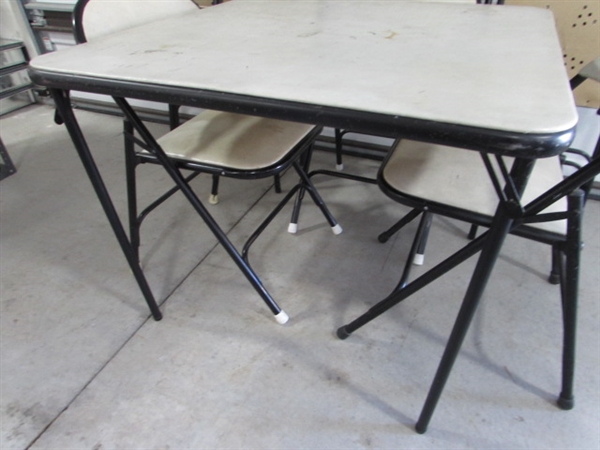 VINTAGE SAMSONITE CARD TABLE & 6 CHAIRS