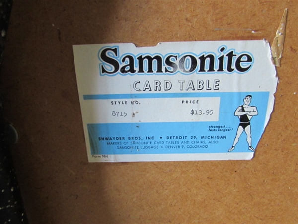 VINTAGE SAMSONITE CARD TABLE & 6 CHAIRS