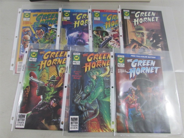 VINTAGE GREEN HORNET COMIC BOOKS + VARIOUS TRADING CARDS W/STORAGE BINDER