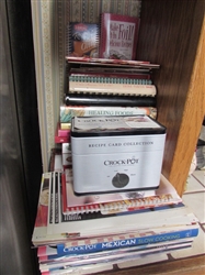 LARGE COLLECTION OF COOKBOOKS, MAGAZINES AND RECIPE CARDS FOR THE CROCKPOT