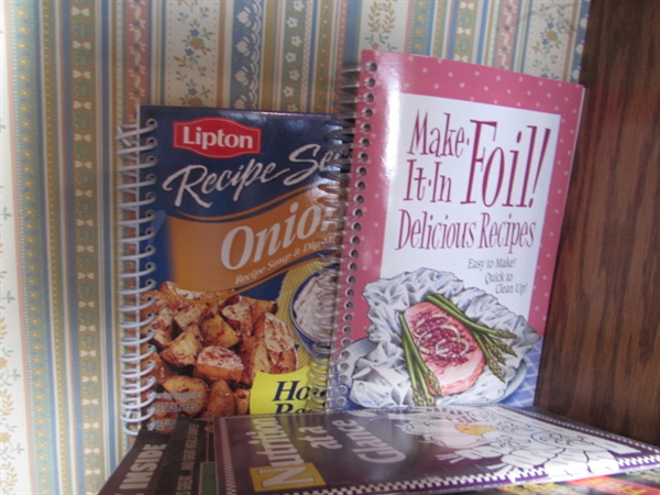 LARGE COLLECTION OF COOKBOOKS, MAGAZINES AND RECIPE CARDS FOR THE CROCKPOT