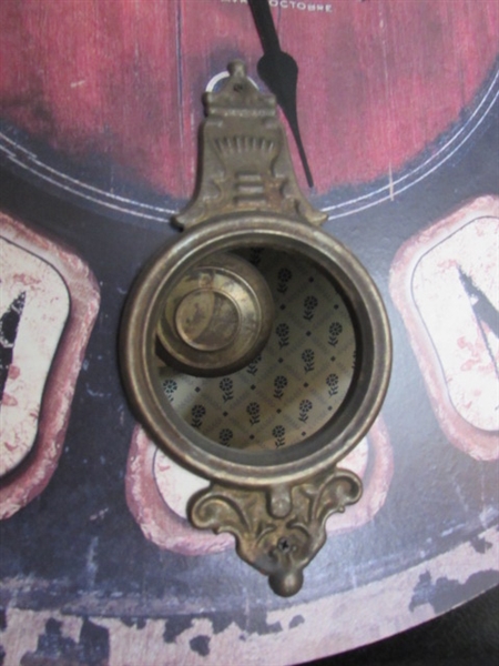 TUSCAN WOODEN CLOCK, WINE RACK, VASE, NAPKIN & PLATE HOLDER.