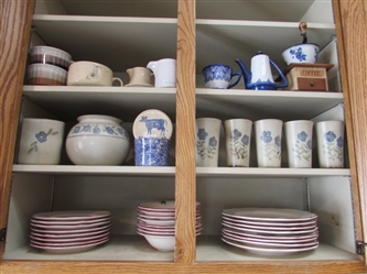 HOLIDAY 8 PLACE SETTING, STONEWARE, BOMBAY STACKABLE TEAPOT & CUP, BUTTER BELL AND MORE