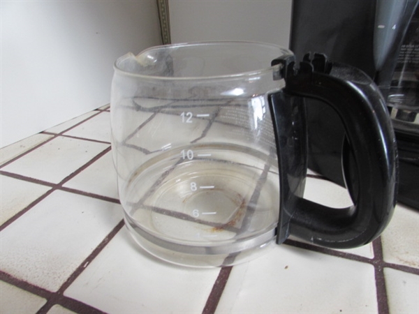 OSTER 4 SLICE TOASTER, MR COFFEE COFFEE MAKER, COFFEE FILTERS IN VINTAGE TIN & EXTRA COFFEE POT