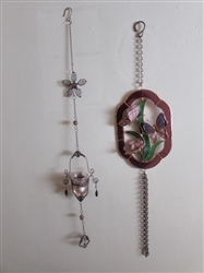 WINDOW HANGING VOTIVE HOLDER AND STAINED GLASS DECOR