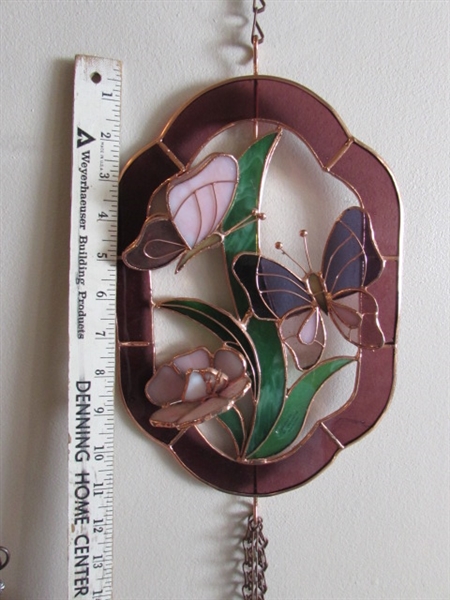 WINDOW HANGING VOTIVE HOLDER AND STAINED GLASS DECOR