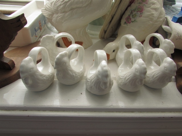 CERAMIC DUCKS, TOPPERS, NAPKIN RINGS AND MORE