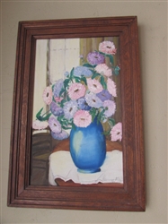 ORIGINAL ART - FLOWERS IN VASE BY F COTTON