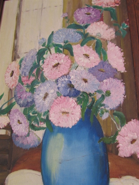 ORIGINAL ART - FLOWERS IN VASE BY F COTTON