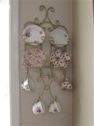 CHINA TEA CUP DISPLAY AND TEA CUPS
