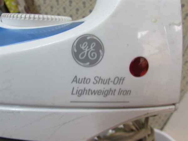 IRONING BOARD, CLOTHES HANGERS, IRON AND STEAMER