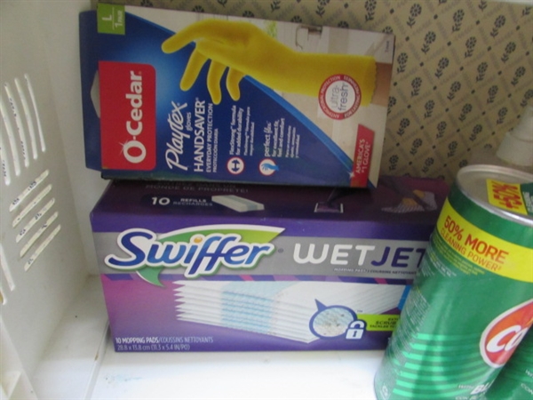 CLEANING SUPPLIES AND UTILITY CART