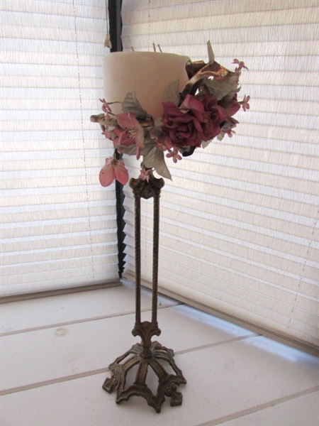 VICTORIAN SHOE PILLOW AND STOCKING, PORCELAIN PIG AND CANDLE HOLDER