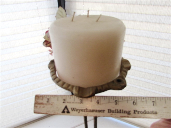 VICTORIAN SHOE PILLOW AND STOCKING, PORCELAIN PIG AND CANDLE HOLDER