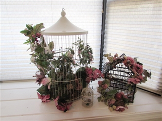 3 DECORATIVE FLORAL BIRD CAGES