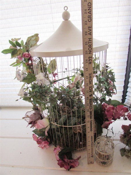 3 DECORATIVE FLORAL BIRD CAGES