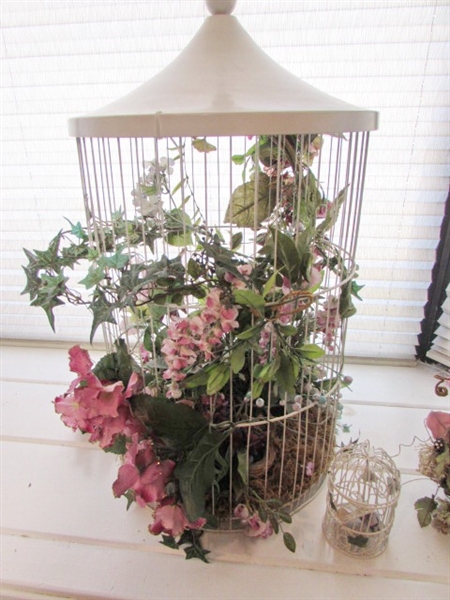 3 DECORATIVE FLORAL BIRD CAGES