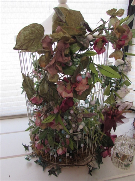 3 DECORATIVE FLORAL BIRD CAGES