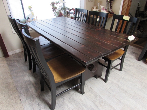 HAND CRAFTED KITCHEN TABLE AND 6 CHAIRS