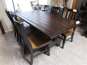 HAND CRAFTED KITCHEN TABLE AND 6 CHAIRS