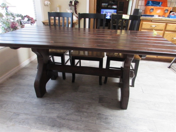 HAND CRAFTED KITCHEN TABLE AND 6 CHAIRS