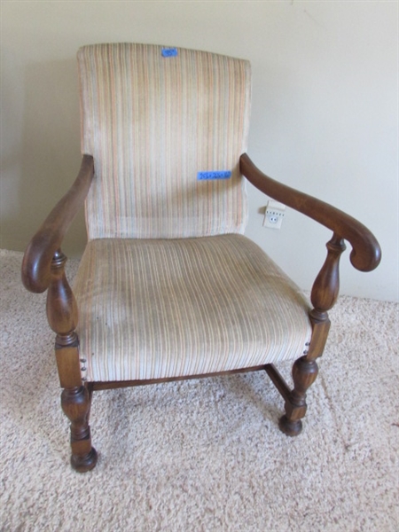 ANTIQUE STRIPED WOOD CHAIR