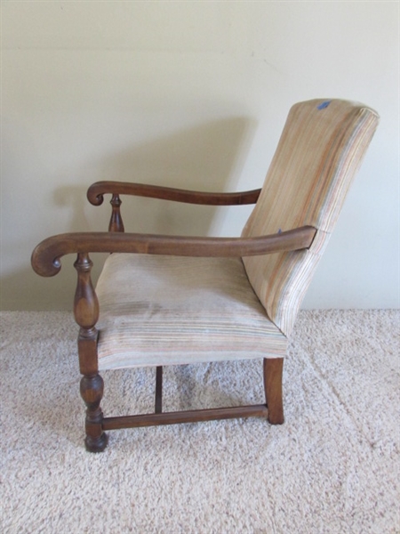 ANTIQUE STRIPED WOOD CHAIR