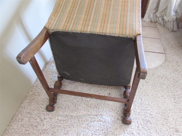 ANTIQUE STRIPED WOOD CHAIR