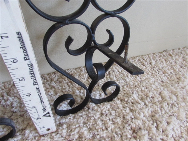 VINTAGE POTBELLY STOVE SMOKING STAND, WROUGHT IRON CANDLE HOLDERS AND DECOR