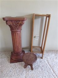 3 PLANT STAND WOOD TABLES IN VARIOUS SIZES