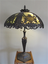 ANTIQUE SLAG GLASS LAMP