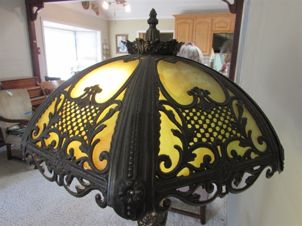 ANTIQUE SLAG GLASS LAMP