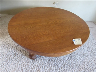 LARGE ROUND OAK COFFEE TABLE