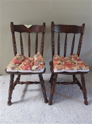 2 WOOD CHAIRS WITH CUSHIONS