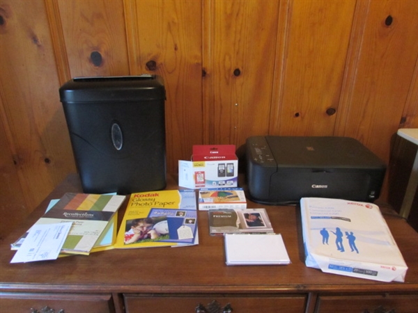 PAPER SHREDDER, CANON PRINTER AND SUPPLIES