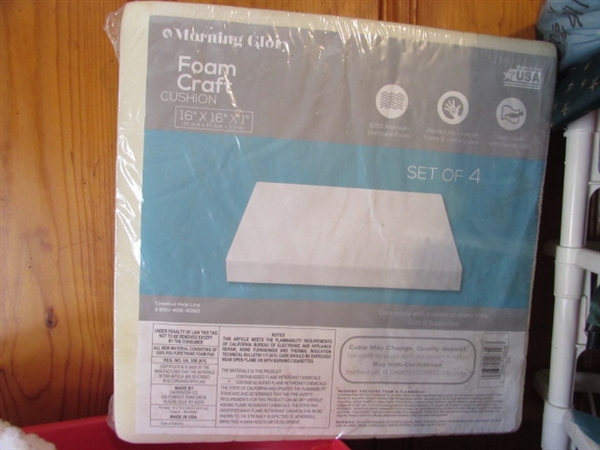 COLLECTION OF FABRIC, FOAM AND STUFFING