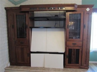 ADJUSTABLE LIGHTED ENTERTAINMENT CENTER W/LOCKING CABINETS