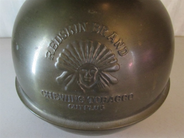 VINTAGE BRASS REDSKIN BRAND SPITTOON