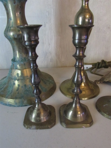 BRASS LAMP & CANDLESTICK COLLECTION
