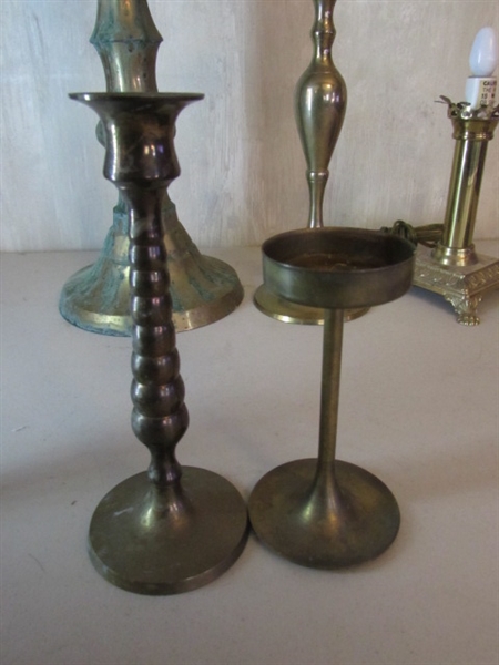 BRASS LAMP & CANDLESTICK COLLECTION