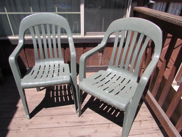 ASSORTED LAWN CHAIRS, CHAIR COVERS & CUSHIONS