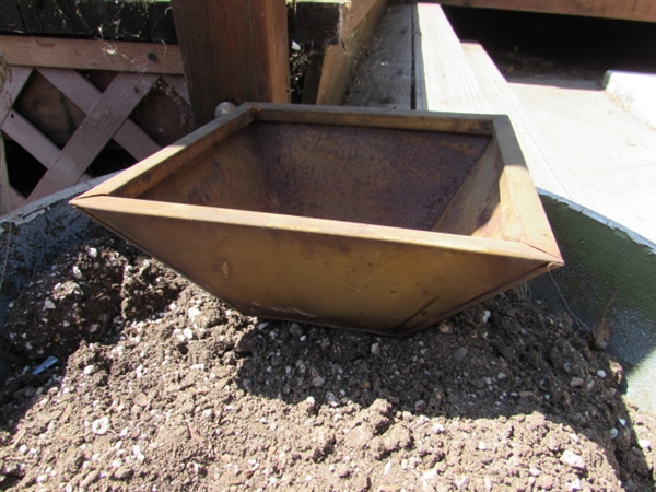 CAST IRON HANGER & ASSORTED POTS