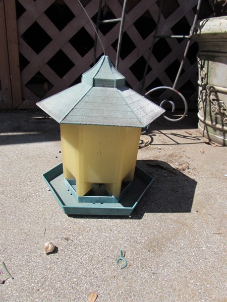 CAST IRON HANGER & ASSORTED POTS
