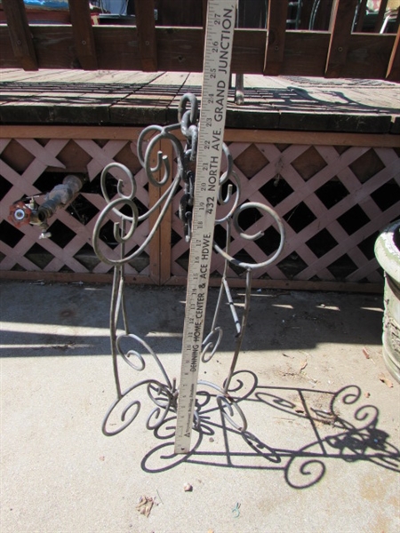 CAST IRON HANGER & ASSORTED POTS